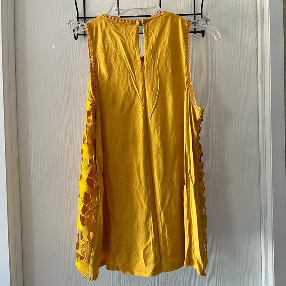 LOFT Mustard Floral Cutout Tank Top - Picture 4 of 6